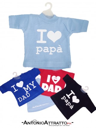 Mini t-shirt auto con scritta o nome ILovePapà